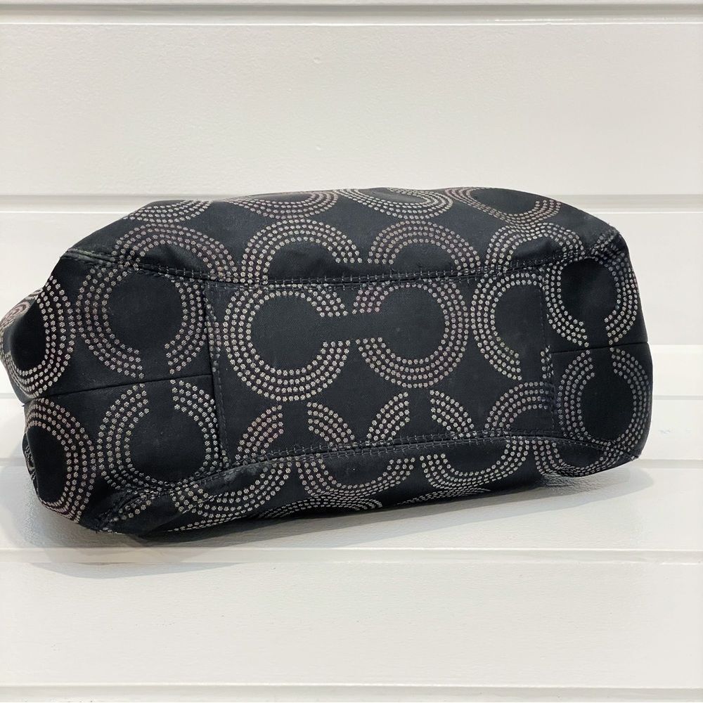 Coach Ashley Triple Compartment Dotted OP Art Hobo Tote Handbag Bag Black F21920 - Picture 7 of 16